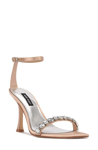 Shop Nine West Yazmin Ankle Strap Sandal In Light Natural Satin