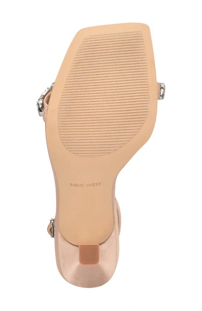 Shop Nine West Yazmin Ankle Strap Sandal In Light Natural Satin