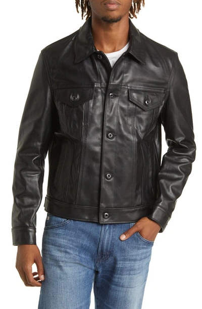 Schott Naked Cowhide Trucker Jacket In Black