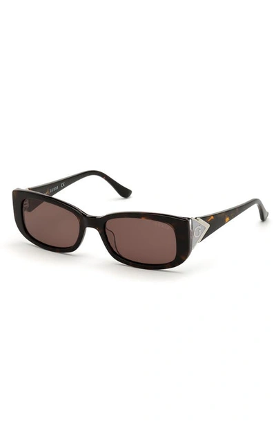 Shop Guess 54mm Rectangular Sunglasses In Havana/ Other / Brown