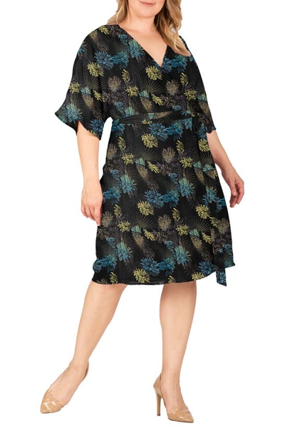 Shop Standards & Practices Candice Georgette Wrap Dress In Black Sparkler