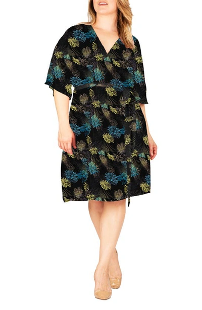 Standards & Practices Candice Georgette Wrap Dress In Black Sparkler