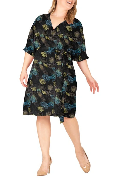 Shop Standards & Practices Candice Georgette Wrap Dress In Black Sparkler