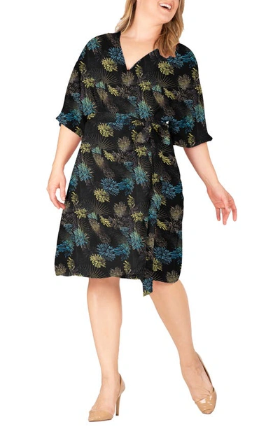 Standards & Practices Candice Georgette Wrap Dress In Black Sparkler
