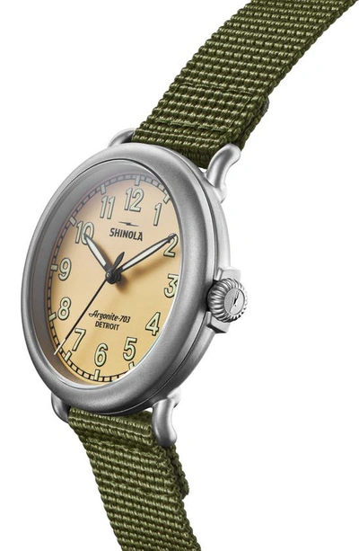 Shop Shinola Runwell Field Nylon Strap Watch, 41mm In Green/ Oat