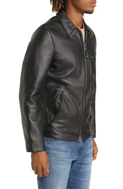 Shop Schott Waxy Leather Delivery Jacket In Black