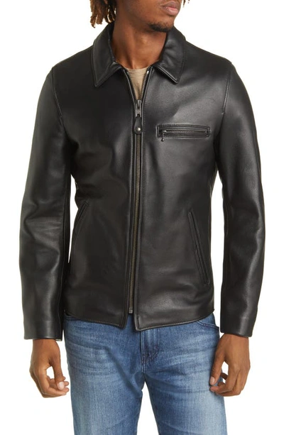 Schott Waxy Leather Delivery Jacket In Black
