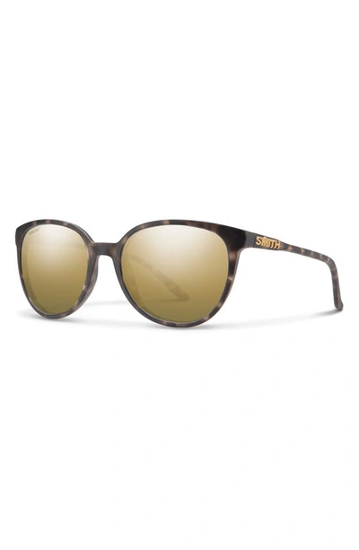 Shop Smith Cheetah 54mm Polarized Round Sunglasses In Matte Ash Tortoise / Gold