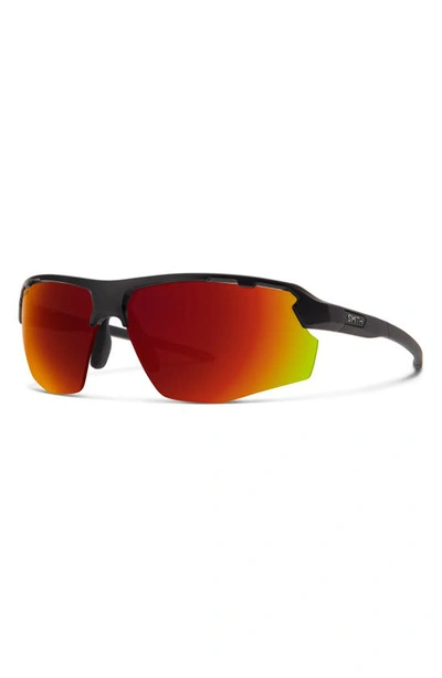 Shop Smith Resolve 70mm Chromapop™ Oversize Shield Sunglasses In Matte Black / Red Mirror