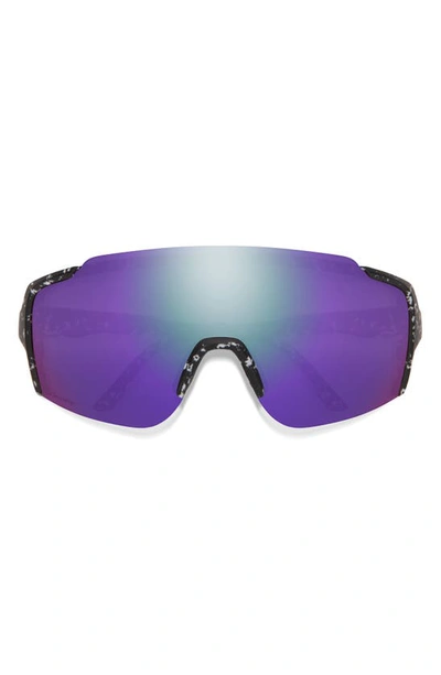 Shop Smith Flywheel 130mm Chromapop™ Shield Sunglasses In Matte Black Marble / Violet