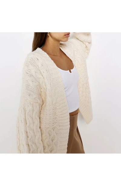 River Island Chubby Cable Cardigan In Cream ModeSens