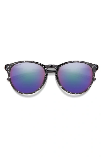 Shop Smith Wander 55mm Chromapop™ Polarized Round Sunglasses In Black Marble / Violet Mirror