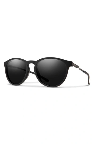 Shop Smith Wander 55mm Chromapop™ Polarized Round Sunglasses In Matte Black / Black