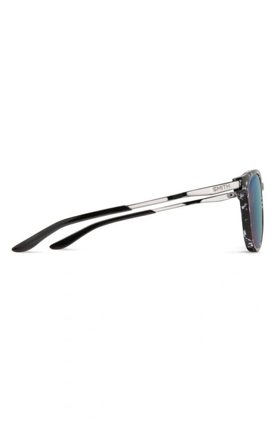 Smith Wander 55mm Chromapop™ Polarized Round Sunglasses In Black Marble / Violet Mirror