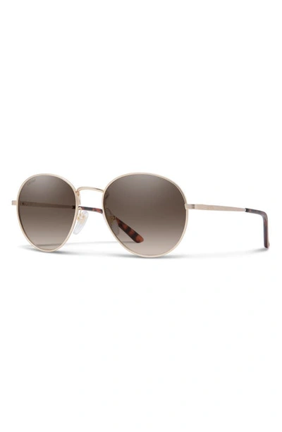 Shop Smith Prep 53mm Polarized Round Sunglasses In Matte Gold / Brown Gradient