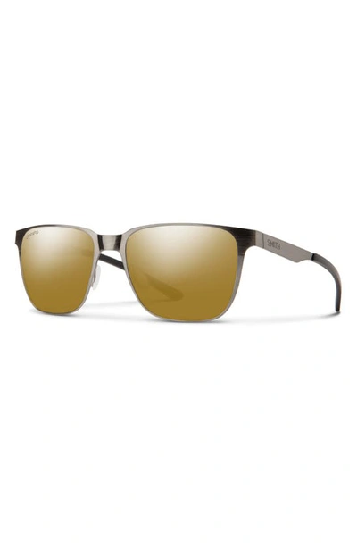 Shop Smith Lowdown 54mm Chromapop™ Polarized Square Sunglasses In Brushed Gunmetal / Bronze