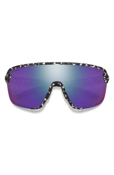 Shop Smith Bobcat 135mm Chromapop™ Shield Sunglasses In Matte Black Marble / Violet