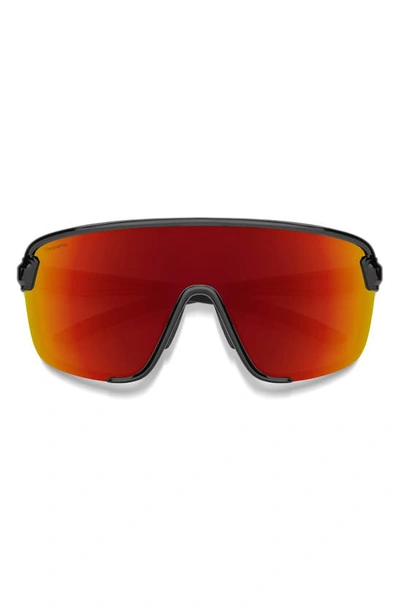 Shop Smith Bobcat 135mm Chromapop™ Shield Sunglasses In Black / Red Mirror