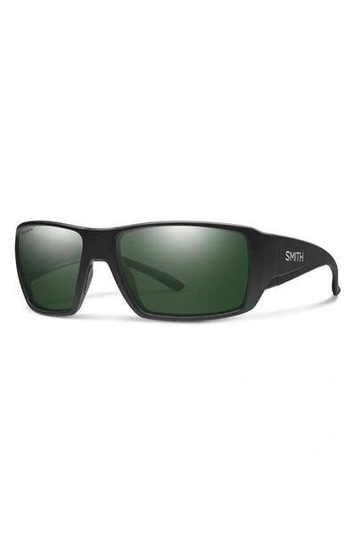 Smith Guides Choice 63mm Chromapop™ Polarized Oversize Square Sunglasses In Matte Black / Gray Green