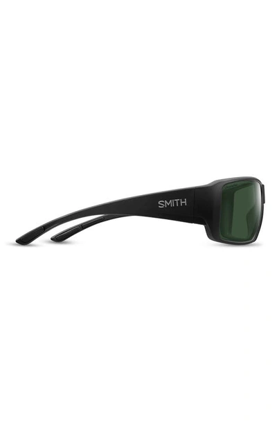 Smith Guides Choice 63mm Chromapop™ Polarized Oversize Square Sunglasses In Matte Black / Gray Green