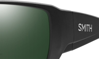 Smith Guides Choice 63mm Chromapop™ Polarized Oversize Square Sunglasses In Matte Black / Gray Green