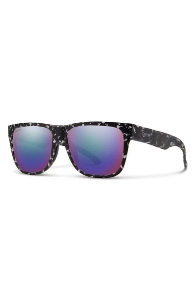 Shop Smith Lowdown 2 55mm Chromapop™ Polarized Square Sunglasses In Matte Black Marble / Violet