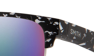 Shop Smith Lowdown 56mm Chromapop Polarized Browline Sunglasses In Black Marble / Violet Mirror