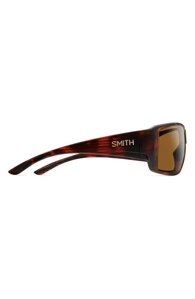 Smith Guides 62mm Chromapop™ Polarized Oversize Wraparound Sunglasses In Matte Tortoise / Brown