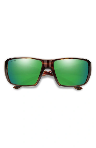 Shop Smith Guides Choice Xl 63mm Chromapop™ Polarized Oversize Square Sunglasses In Tortoise / Glass Green Mirror