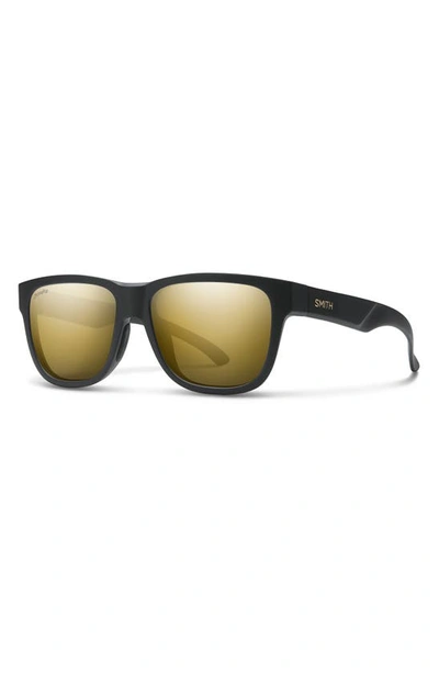 Shop Smith Lowdown Slim 2 53mm Chromapop™ Polarized Square Sunglasses In Matte Black Gold / Black Gold