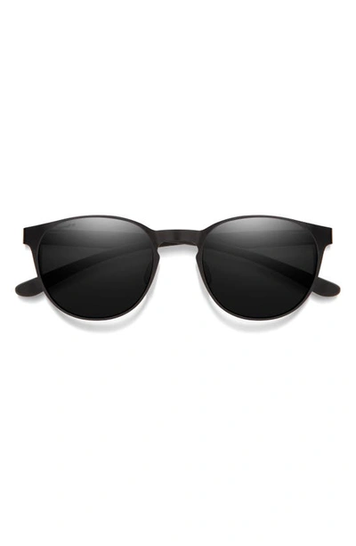 Shop Smith Eastbank 52mm Chromapop™ Polarized Round Sunglasses In Matte Black / Black