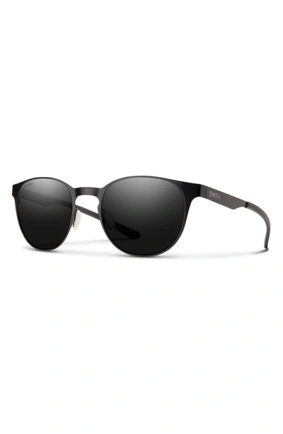 Shop Smith Eastbank 52mm Chromapop™ Polarized Round Sunglasses In Matte Black / Black