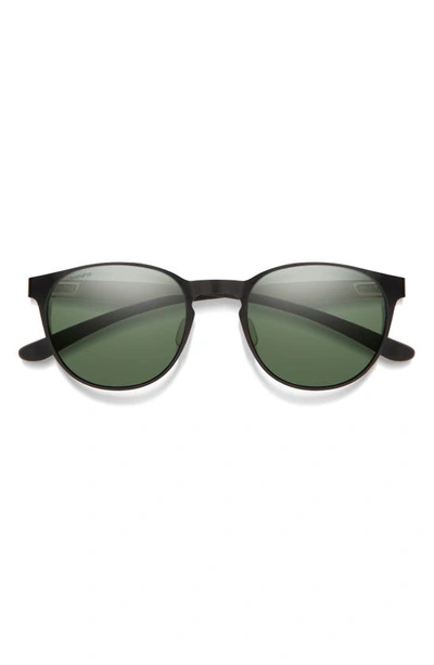 Shop Smith Eastbank 52mm Chromapop™ Polarized Round Sunglasses In Matte Black / Silver / Gray