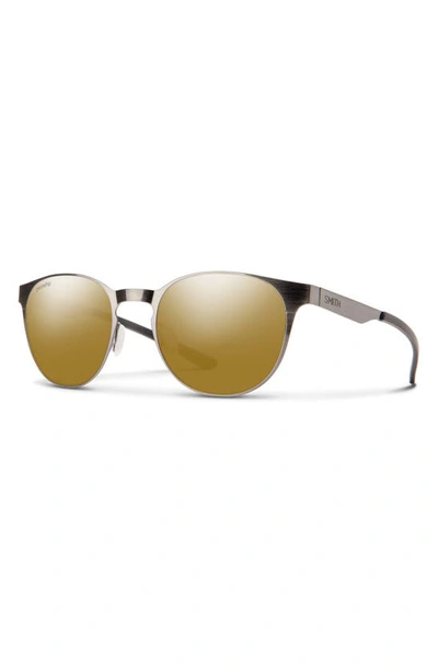 Shop Smith Eastbank 52mm Chromapop™ Polarized Round Sunglasses In Brushed Gunmetal / Bronze