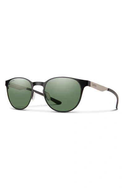 Smith Eastbank 52mm Chromapop™ Polarized Round Sunglasses In Matte Black / Silver / Gray