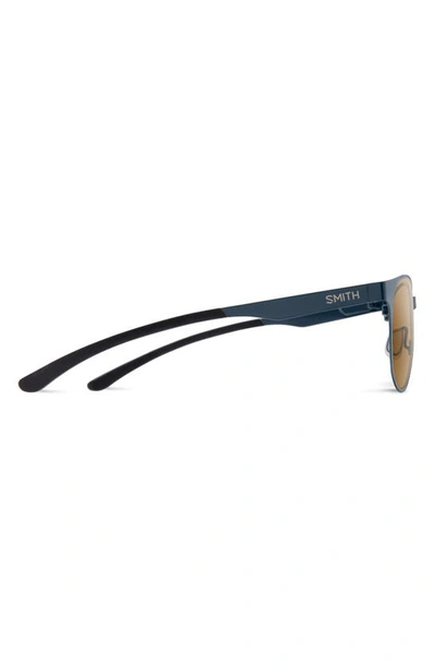 Shop Smith Eastbank 52mm Chromapop™ Polarized Round Sunglasses In French Navy / Brown