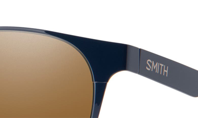 Shop Smith Eastbank 52mm Chromapop™ Polarized Round Sunglasses In French Navy / Brown