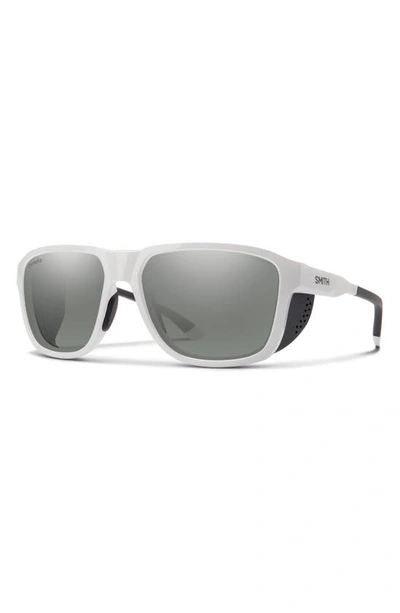 Shop Smith Embark 58mm Chromapop™ Polarized Square Sunglasses In White / Platinum Mirror