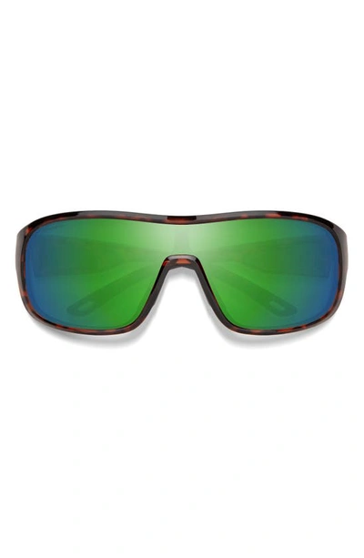 Shop Smith Spinner 134mm Chromapop™ Polarized Shield Sunglasses In Tortoise / Green Mirror