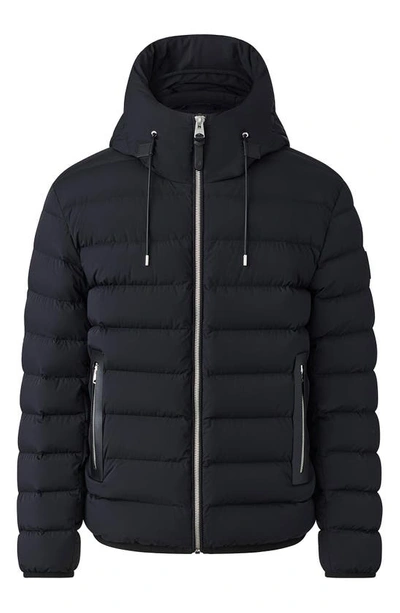 Shop Mackage Jack Agile-360 Stretch Light Down Hooded Jacket In Black
