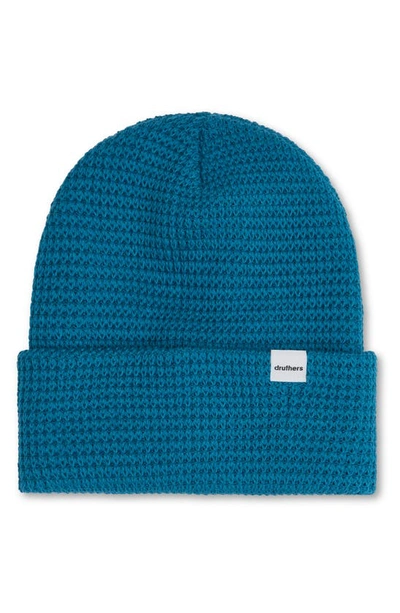 Shop Druthers Organic Cotton Waffle Knit Beanie In Teal