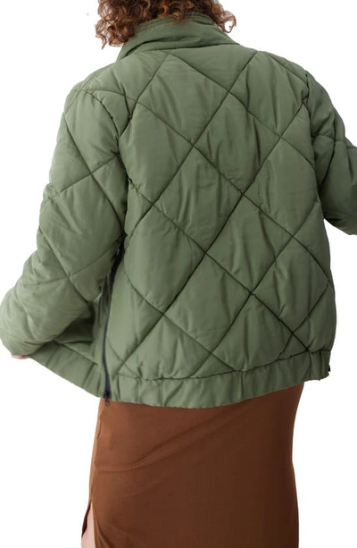 Ingrid And Isabel Maternity Puffer Jacket In Olivine