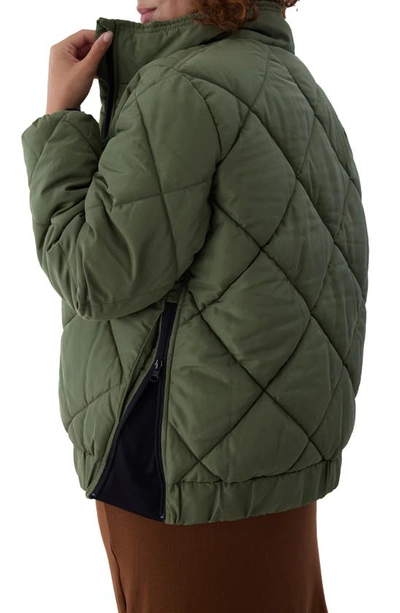 Ingrid And Isabel Maternity Puffer Jacket In Olivine
