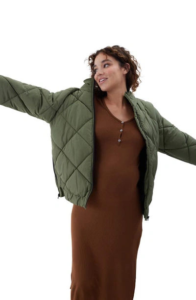 Ingrid And Isabel Maternity Puffer Jacket In Olivine