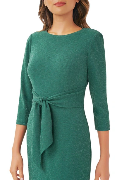 Adrianna Papell Metallic Knit Tie Front Dress In Hunter