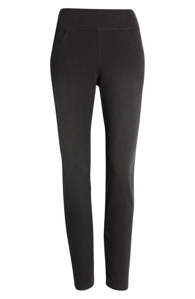 Hue Game Changing High Rise Skinny Denim Leggings In Black Wash