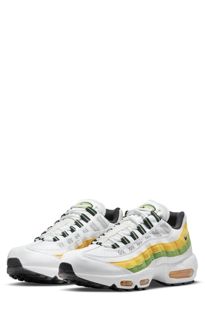 Nike Air Max 95 Essential Running Shoe In White/ Black/ Green/ Yellow |  ModeSens