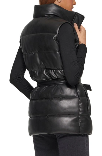Levi's Trendy Plus Size Faux-leather Puffer Vest In Black