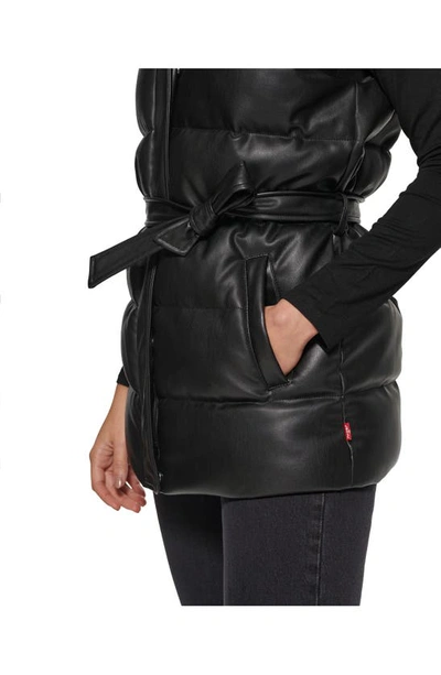 Levi's Trendy Plus Size Faux-leather Puffer Vest In Black