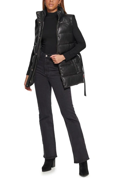 Levi's Trendy Plus Size Faux-leather Puffer Vest In Black